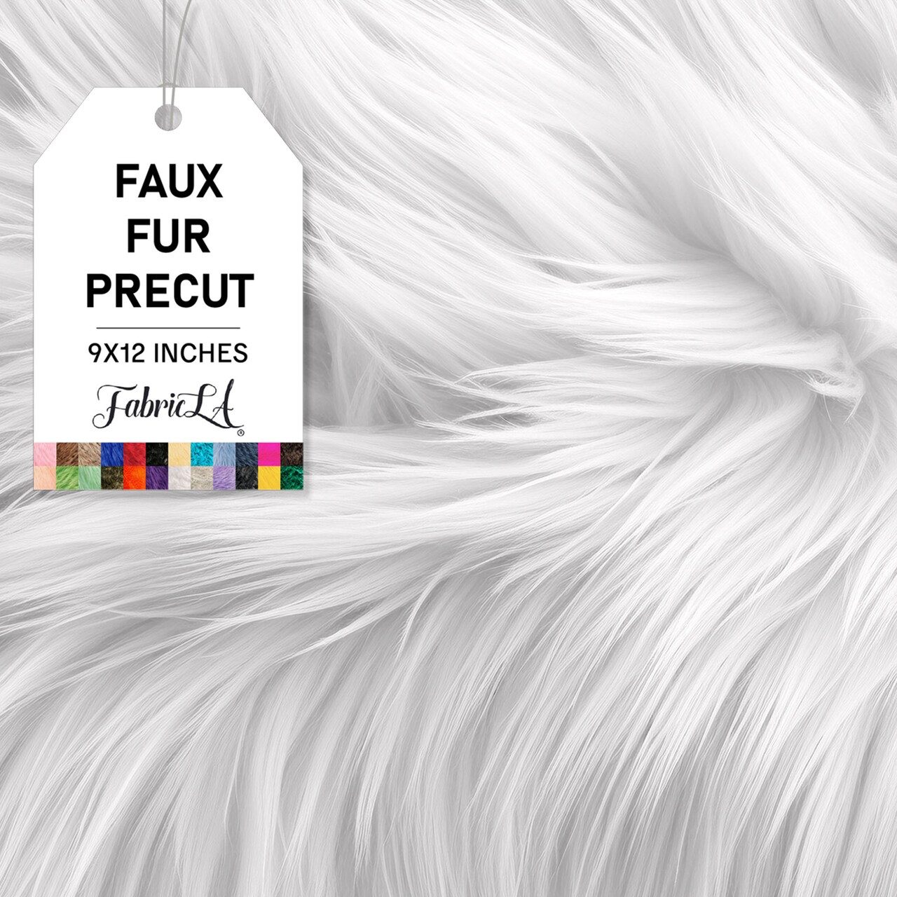 FabricLA | Faux Fur Fabric | 9" X 12" Inch Wide Pre-Cut Shaggy | Fake Fur Fabric | DIY, Craft Fur Decoration, Fashion Accessory, Hobby | White